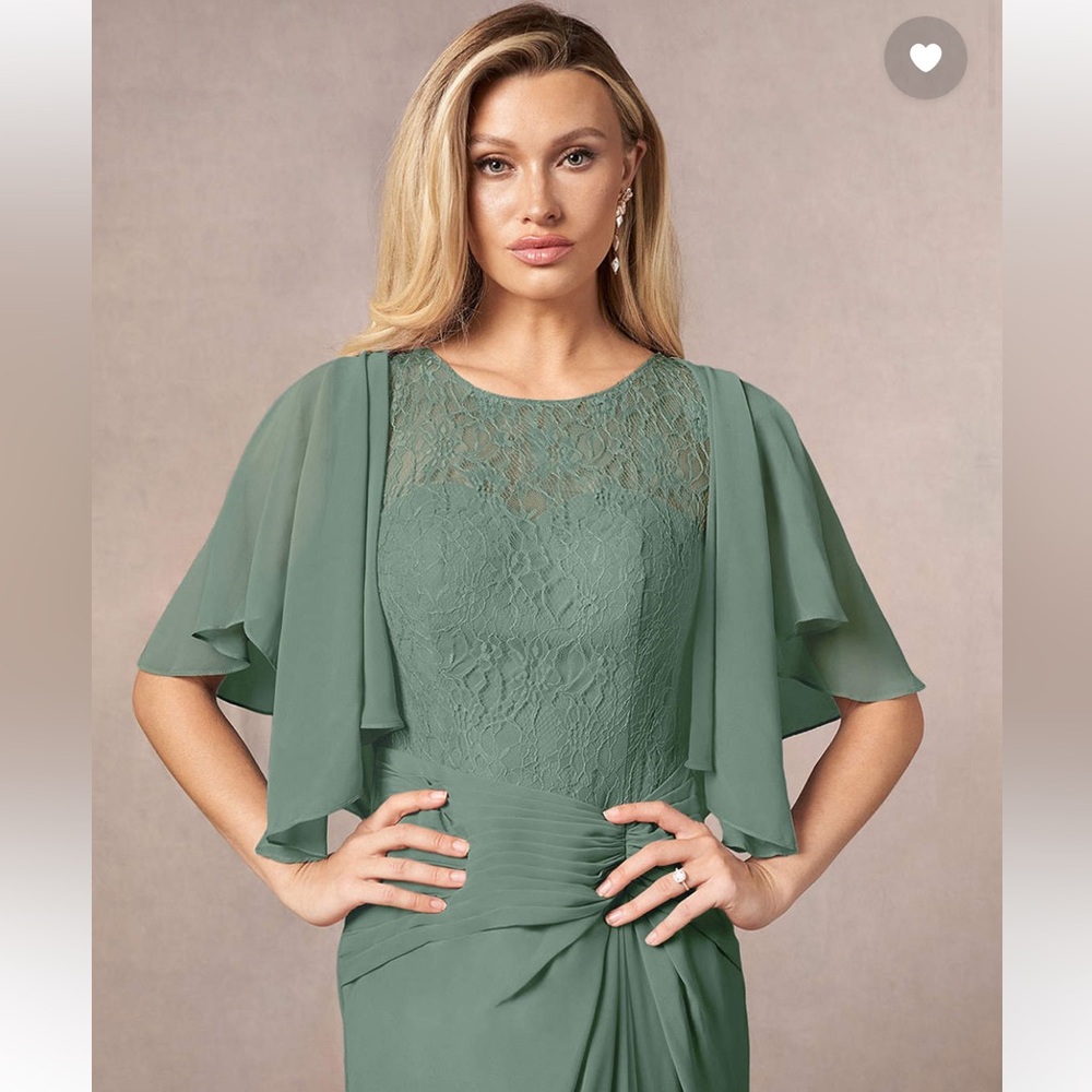 Azazie Amiable Chiffon Wrap in Eucalyptus color